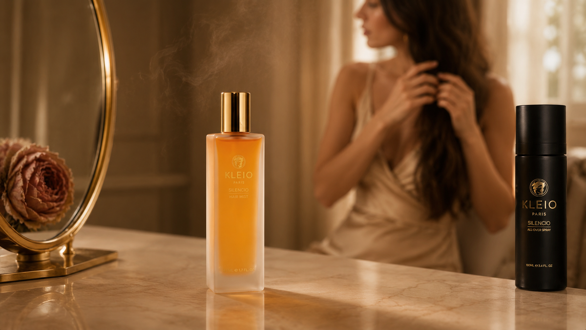 Silencio Hair Mist and All-over Body Spray in an intimate vanity ritual